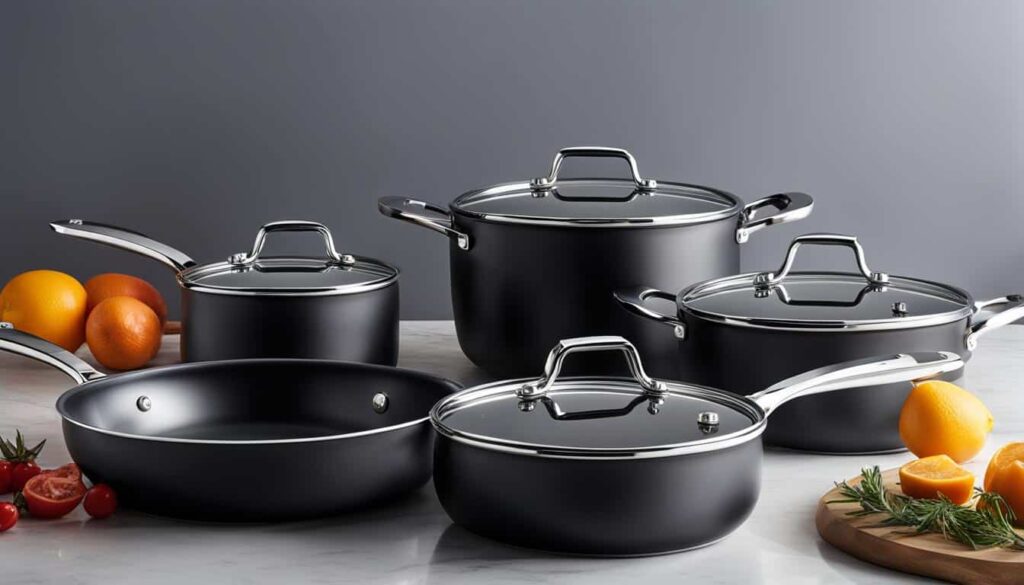 Sleek and modern ceramic cookware set.