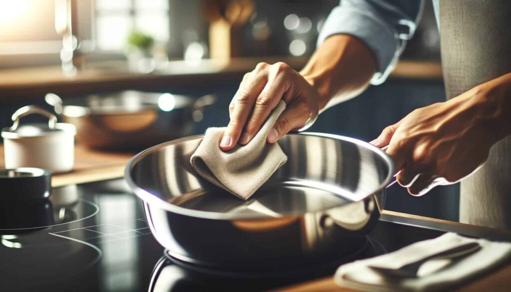 Polishing stainless steel pan