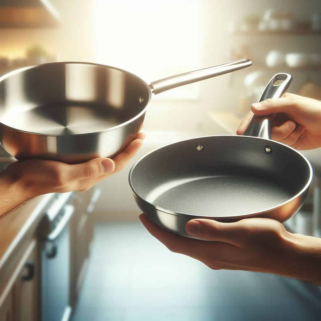 Comparing stainless steel vs. nonstick cookware.